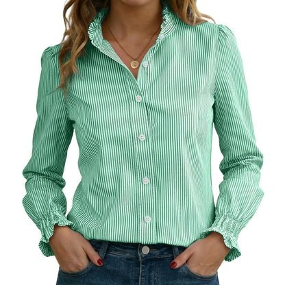 Funlingo Women's Striped Button Down Shirt