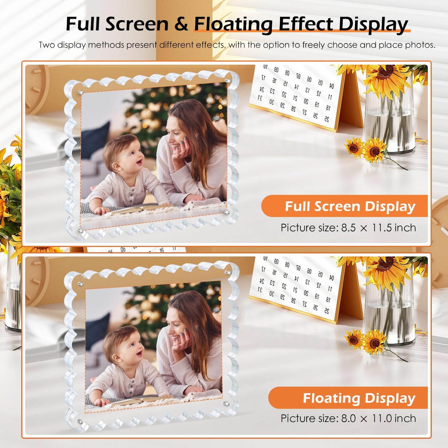 Chivalral 3 Pack 4x6 Acrylic Picture Frame, Double-Sided Tabletop Display