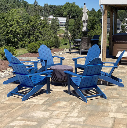 LUE BONA HDPS Adirondack Chairs Set, Fire Pit Outdoor Chair Weather Resistant with Cup Holder, Modern Plastic Chair Plastic for Patio, Deck, Proch, 350LBS, 4 Set, Dark Brown