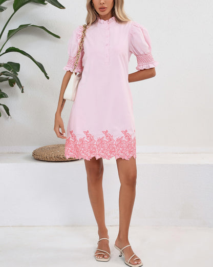 YEXPINE Women's Summer Embroidered Mini Dress