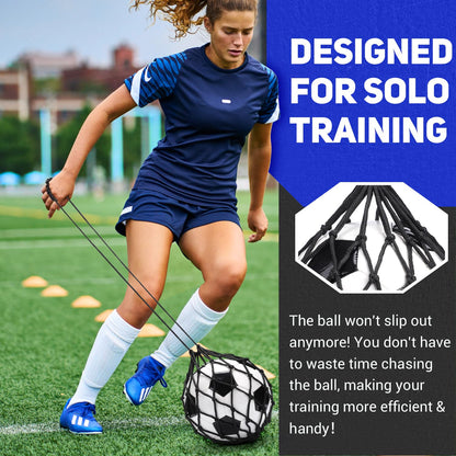 TOBWOLF Football Kick Trainer, Soccer Return Trainer Net Fits Ball Size 3, 4, 5, Hands-Free Soccer Kick Throw Training Aid