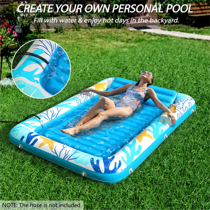 Inflatable Tanning Pool Lounger Float - Jasonwell 4 in 1 Sun Tan Tub Sunbathing Pool Lounge Raft Floatie Toys Water Filled Tanning Bed Mat Pad for Adult Blow Up Kiddie Pool Kids Ball Pit Pool (L)