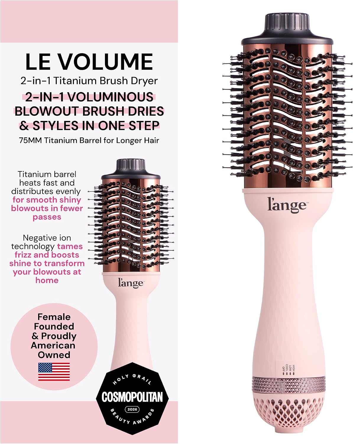 L'ANGE HAIR Le Volume 2-in-1 Titanium Blow Dryer Brush