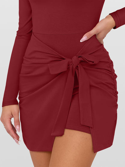 Caracilia Womens Long Sleeve Fall Dress Built in Shorts