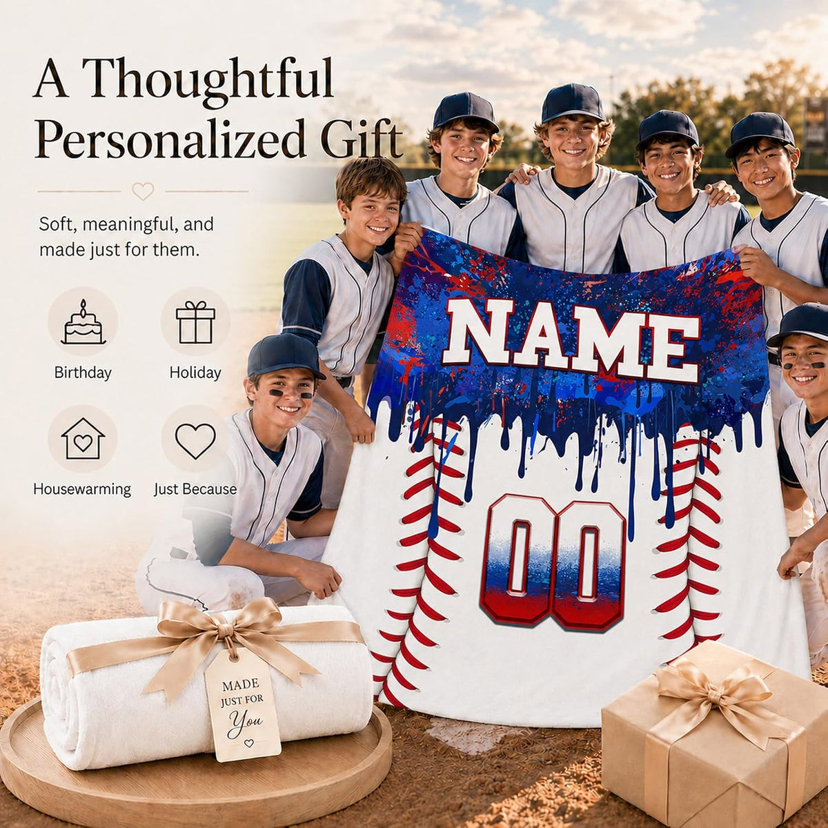 Kids Blanket Custom Baseball Blankets, Splashed Ink Throw Bed Travel