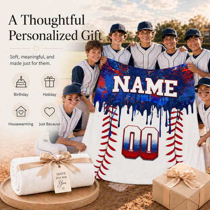 Kids Blanket Custom Baseball Blankets, Splashed Ink Throw Bed Travel