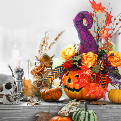 Daifunli Halloween Table Centerpieces Decorations Witch Boot and Pumpkin Artificial Flowers Halloween Tabletop Decorations for Home Kitchen Indoor Haunted Party Decoration 12x17 Inch