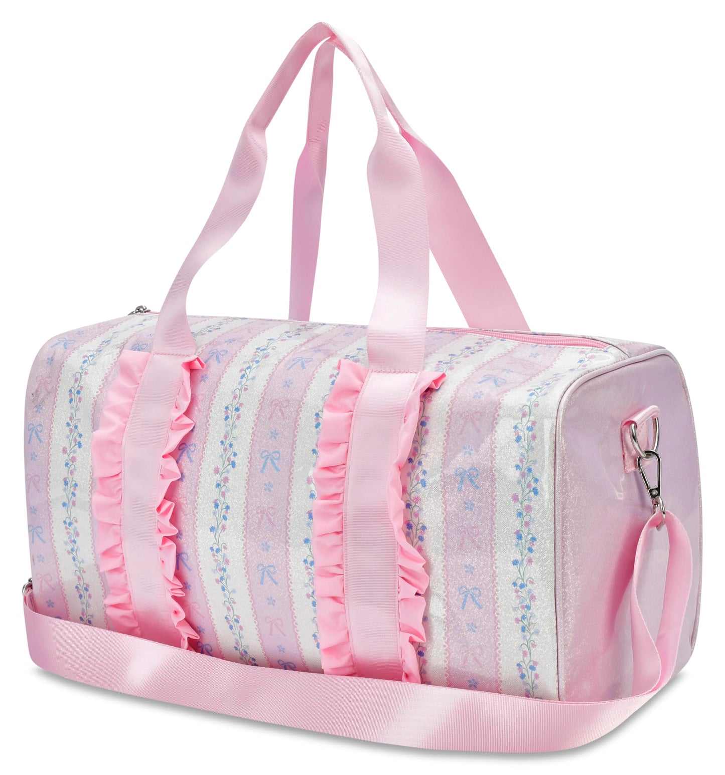 iscream 17" x 10" Duffle Bag with Double Handles, Removable, Adjustable Should Strap and Ruffle Accents - Vintage Vibes