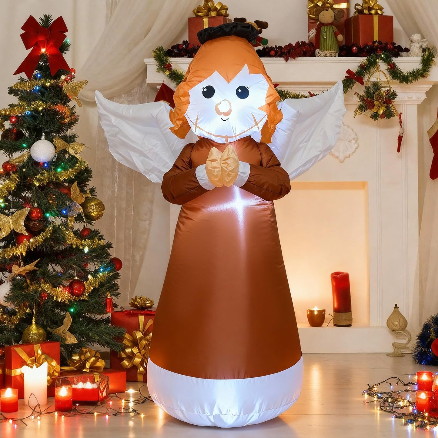 TRMESIA 8 Feet Jesus Birth Decoration Indoor Outdoor Inflatable Nativity Scene with LED Lights, Christmas Garden Lawn Decoration, Blow up Xmas Decor, Holiday Celebrations and Parties