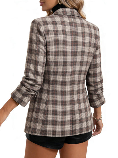 2026 Women's Fall Plaid Blazer Jacket