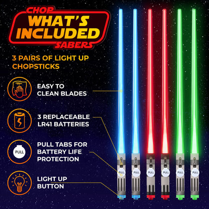 ChopSabers Lightsaber Led Light Up Chopsticks (1 Pair, Blue)