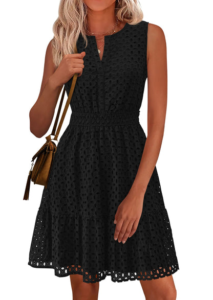 PRETTYGARDEN Women's Summer Eyelet A Line Short Dress