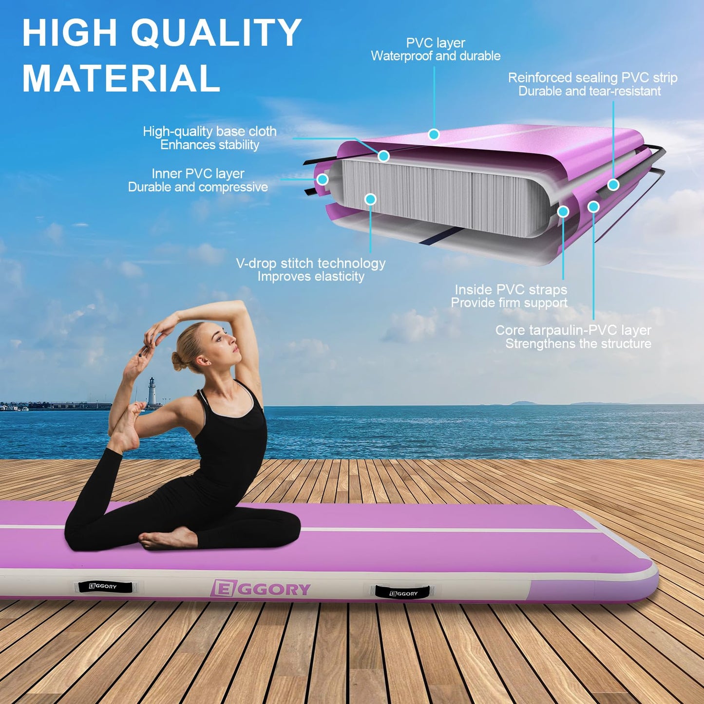 Tumble Track, Inflatable Tumbling Mat,Tumble Track Mats for Gymnastics, and Tumble Track with 4/6/8 Inches Thickness for Home, Training, Cheerleading, Yoga, Water with Pump