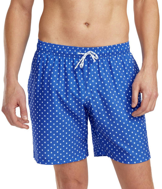 Tipsy Elves Men's USA Swimming Trunks 7'' Inseam 4 Way Stretch Fabric w/Mesh Liner Swim Trunks for Men Bathing Suit