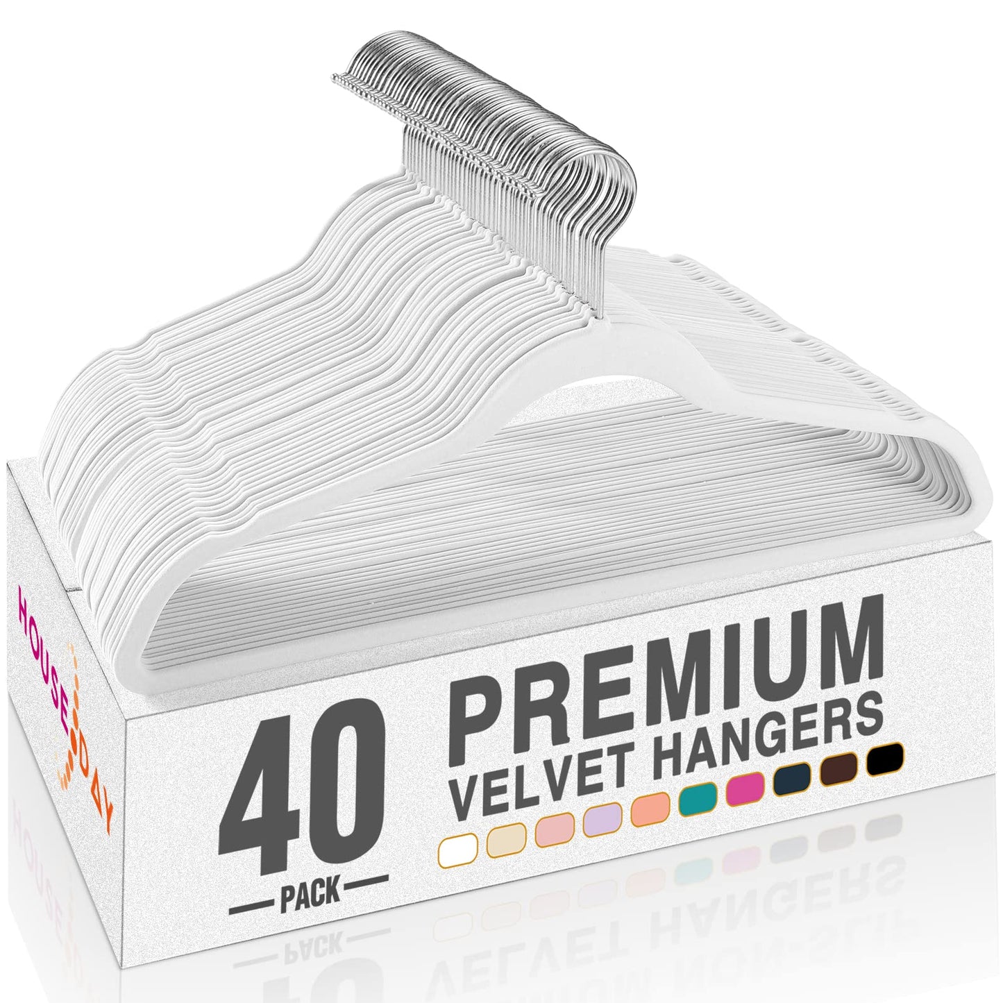 HOUSE DAY Black Velvet Hangers 60 Pack, Non Slip Clothes Felt Hanger Heavy Duty for Coat, Premium Slim Space Saving Suit Hangers for Closet Organizer, 360° Rotating Silver Hook