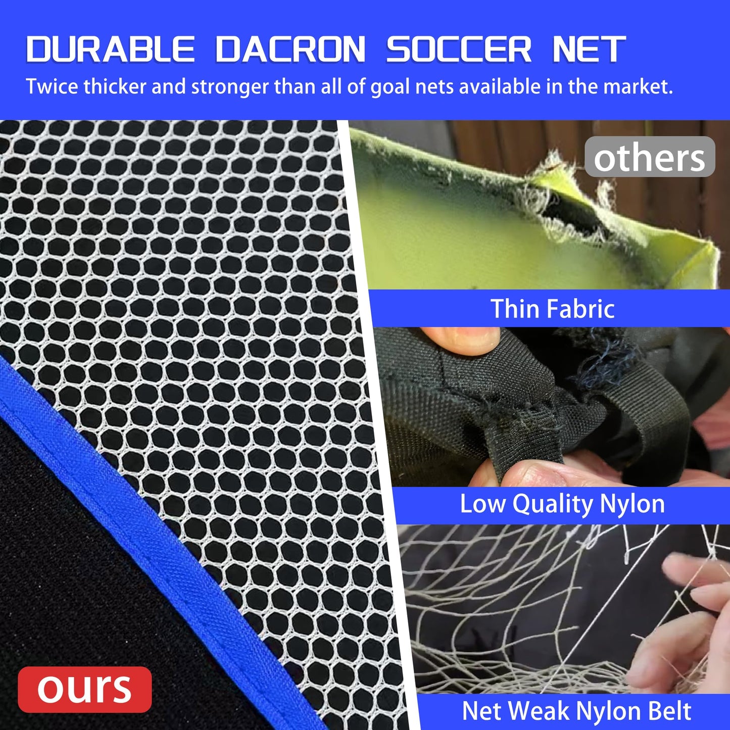 Onini Upgrade 6 Foot Pop Up Soccer Goals Blue - Portable Foldable Training Football Net with Target and Bag - Ideal for Toddler, Boys, Youth Outdoor Sports Games(2 Pack)