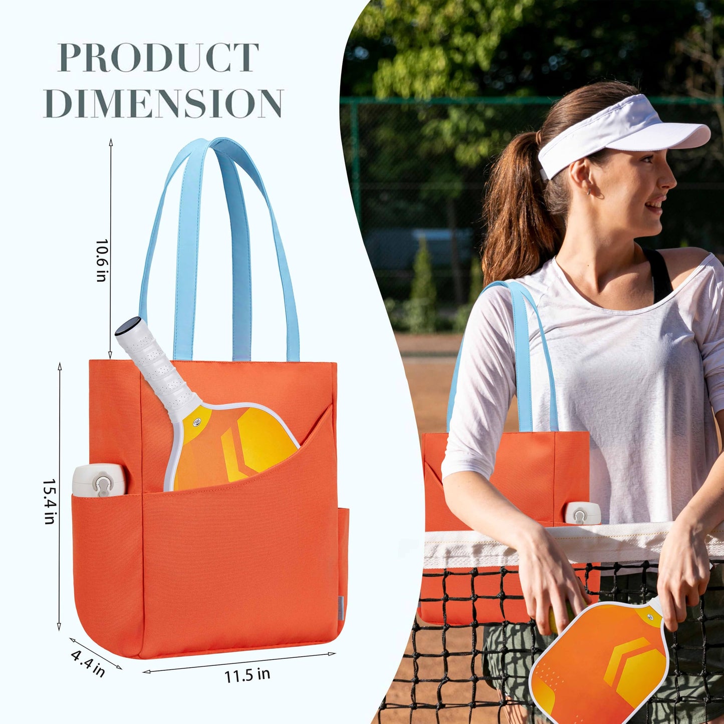 Pickleball Bag for Women Stylish Nylon Tote Fits 2 Paddle, Ball, Gear, Utility Shoulder Handbag for Sports