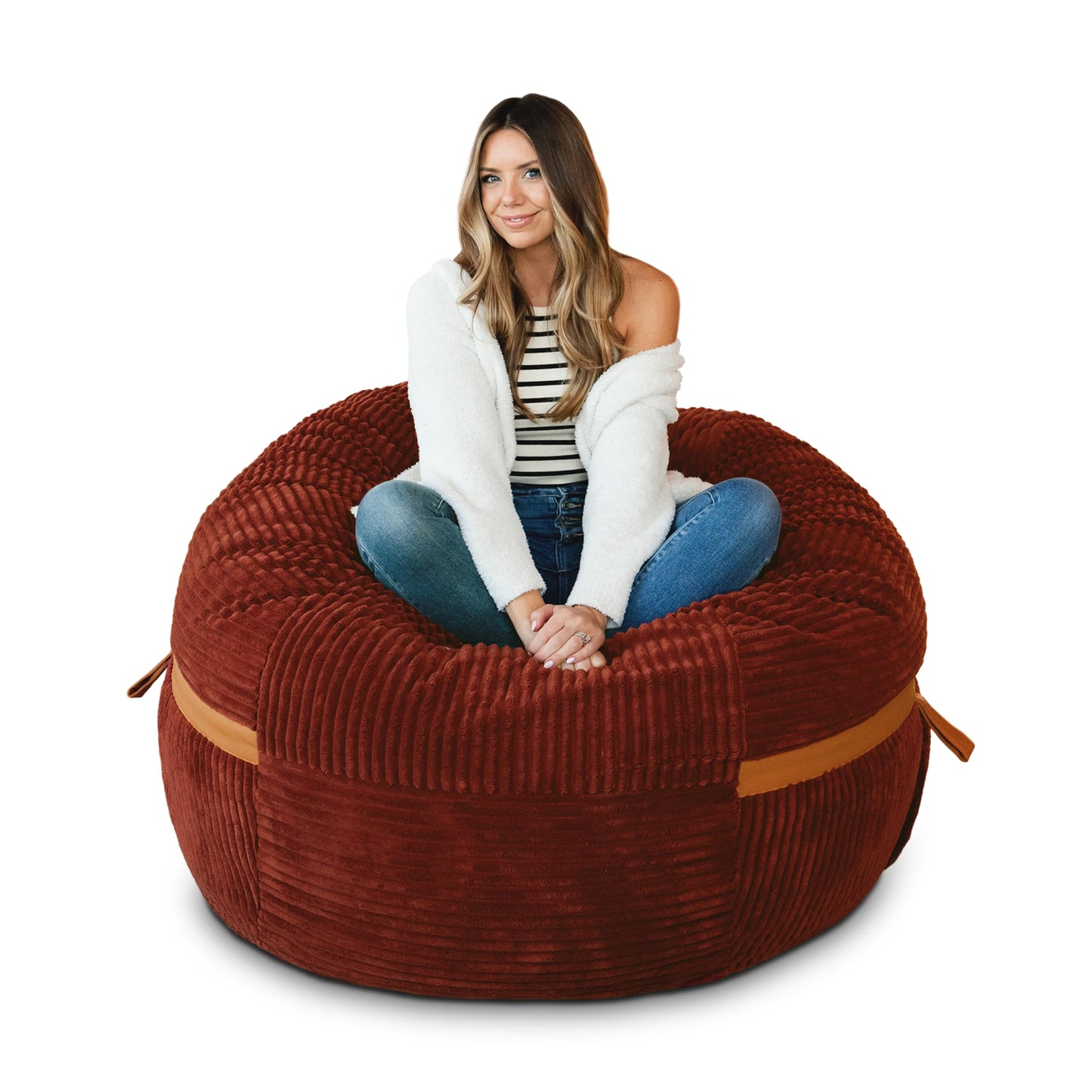 Big Joe Fuf 7Ft Giant Foam Bean Bag Chair, Oversized Couch with Removable Cover for Kids, Teens, Adults, Fog Lenox, Durable Woven Polyester, 7 Foot