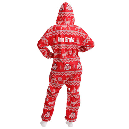 FOCO Unisex NCAA College Team Ugly Pattern Matching Holiday Pajamas One Piece Onesie