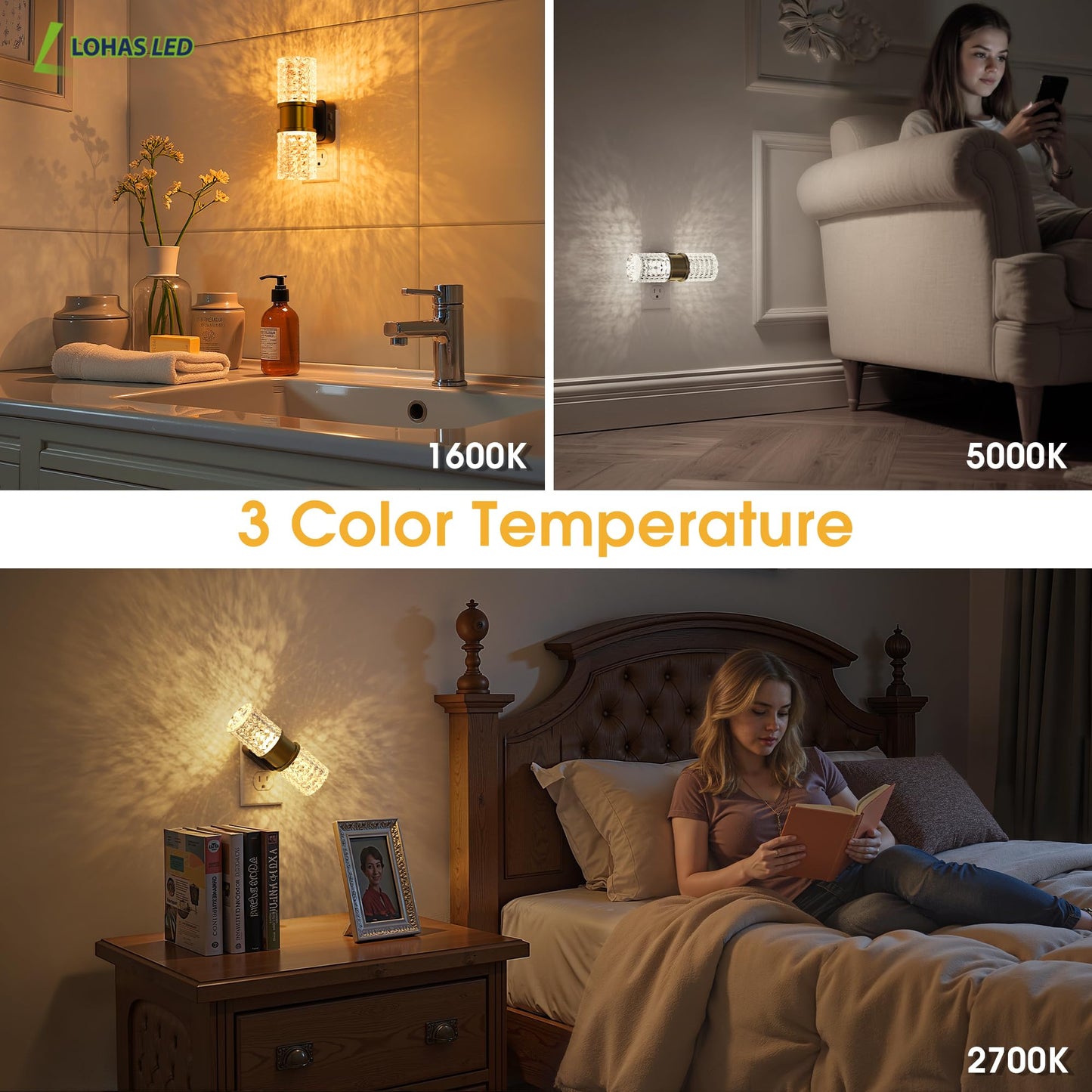 L LOHAS LED Night Light, Modern Night Lights Plug into Wall | 2 Pack