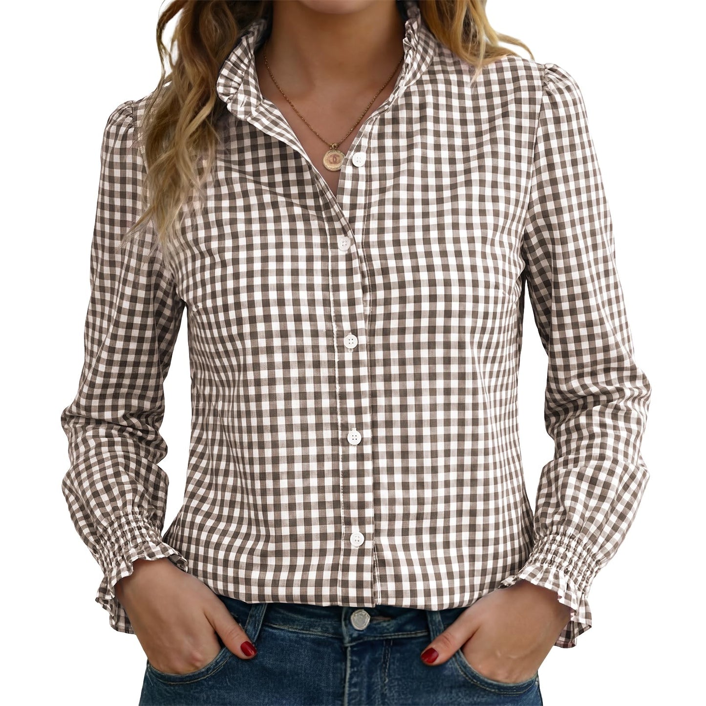 Funlingo Women's Striped Button Down Shirt
