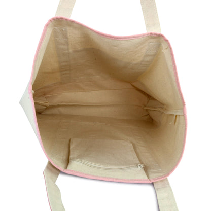 Dalix Women's Cotton Canvas Tote Bag Large Shoulder Bags Pink Monogram a - Z | Large
