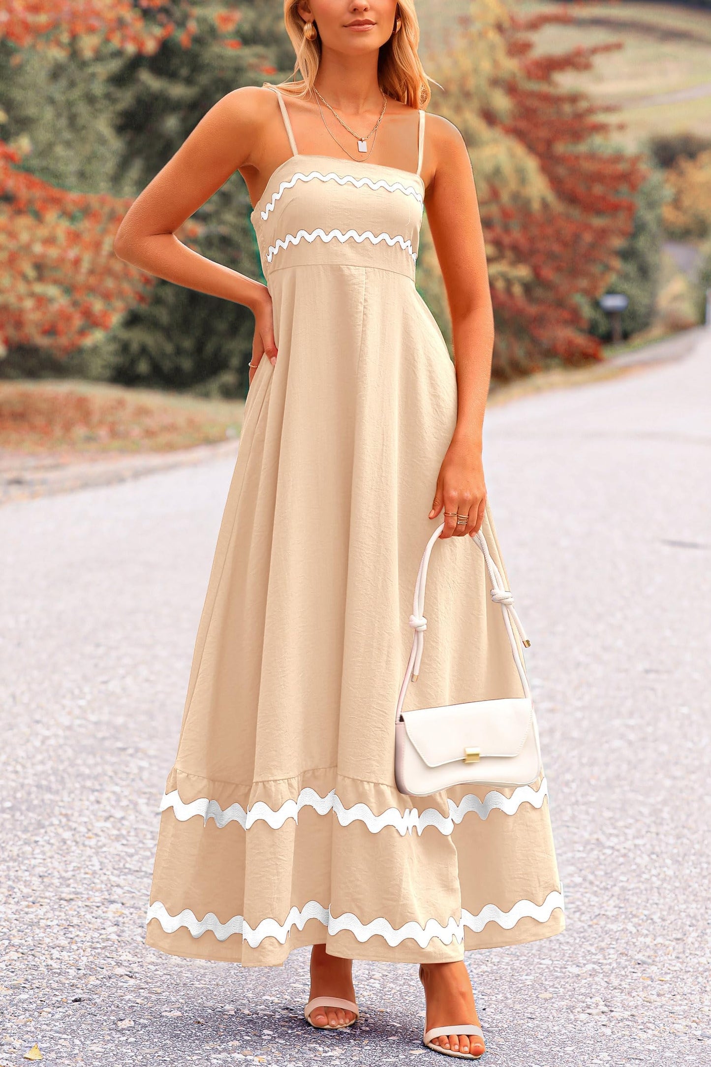PRETTYGARDEN Women's Summer Spaghetti Strap Boho Maxi Dress