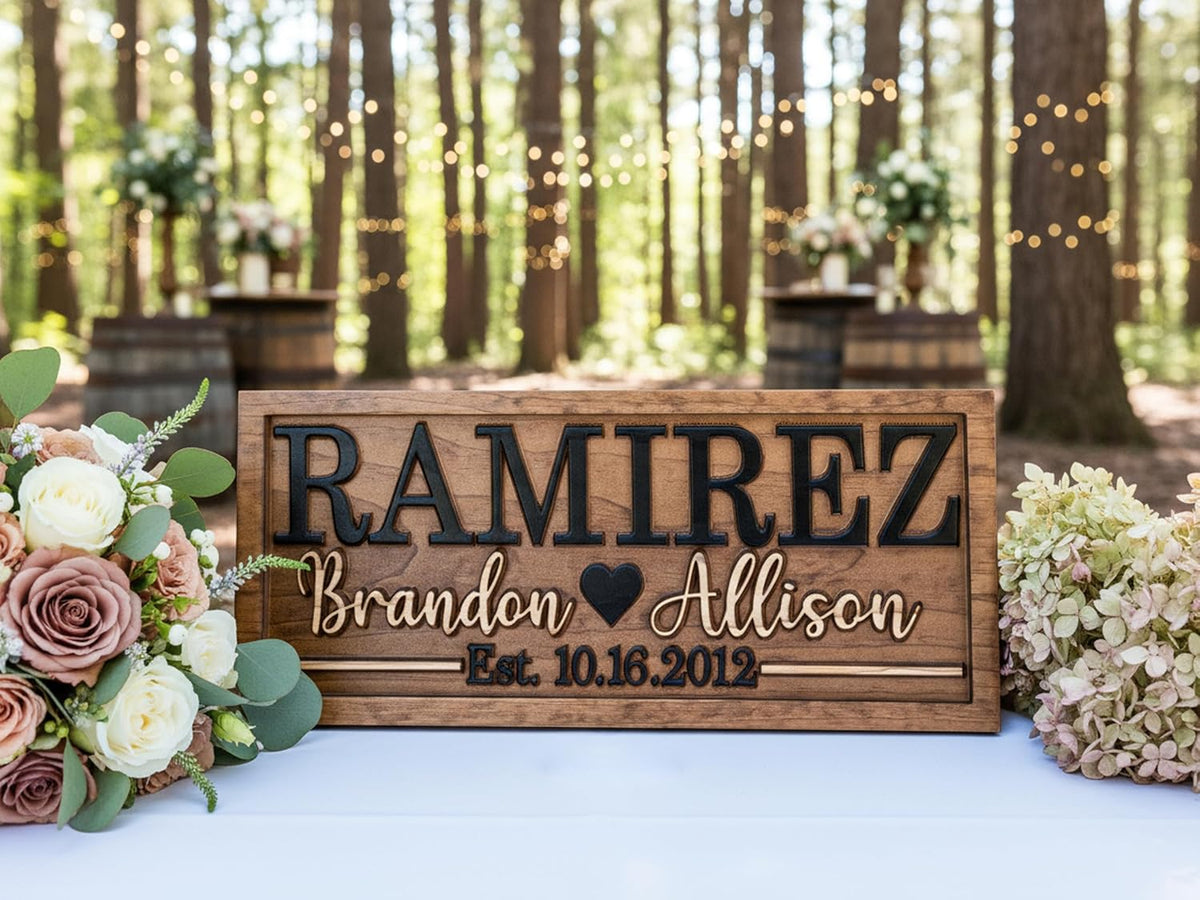 Personalized Wedding Last Name Established Wooden Sign | Engagement Gift