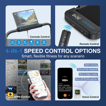 WELLFIT Folding Treadmill for Home, Walking Pad with Incline and Handle Bar | 320+lbs Capacity,Under Desk Treadmill for Home Small Office,Low Noise Treadmills with Smart Voice Control for Jogging Running