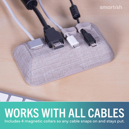 Smartish® Magnetic Cord Holder - Bigger Cable Wrangler Organizer with Magnet Clips for Charger Management on Desktop, Nightstand - Holds 6+ Cables - I'm Blushing