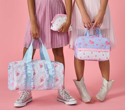 iscream 17" x 10" Duffle Bag with Double Handles, Removable, Adjustable Should Strap and Ruffle Accents - Vintage Vibes