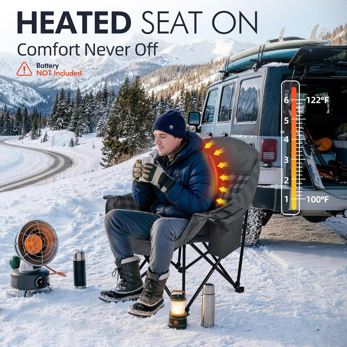 Oversized Camping Chairs for Adults - Heavy Duty Padded Outdoor Camp Chair