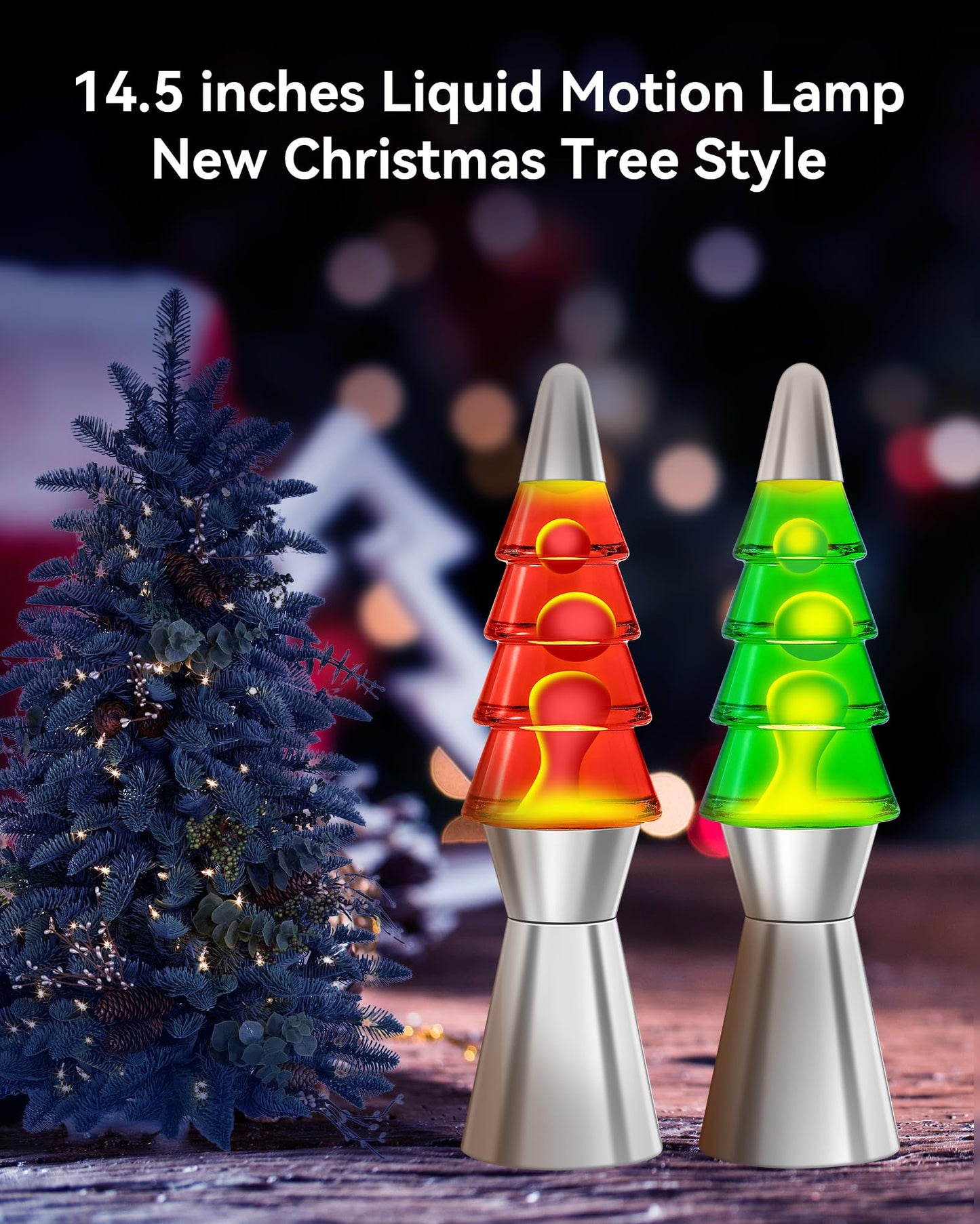 Christmas Tree Liquid Motion Lamp,for Mother's Day/Mom Gifts,14.5 inches Table Lamp Christmas Indoor Decorations for Adults and Kids, Mood Lighting Home Decor Lav Night Light