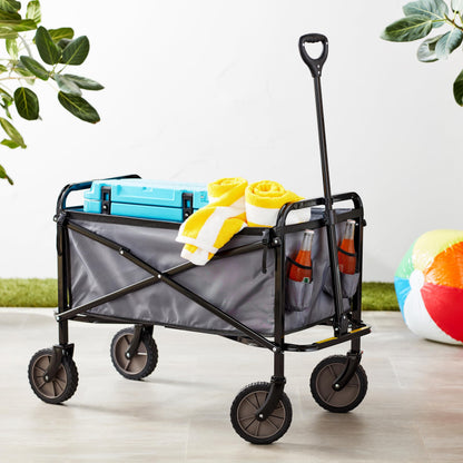 Amazon Basics Collapsible Heavy Duty Utility Wagon for Outdoor Sports, Camping, Garden, and Shopping, 265 Pounds Capacity, 27.6 x 40.9 x 20 inches, Black