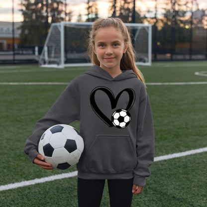 Threadrock Kids Soccer Love Heart Youth Pullover Hoodie Sweatshirt