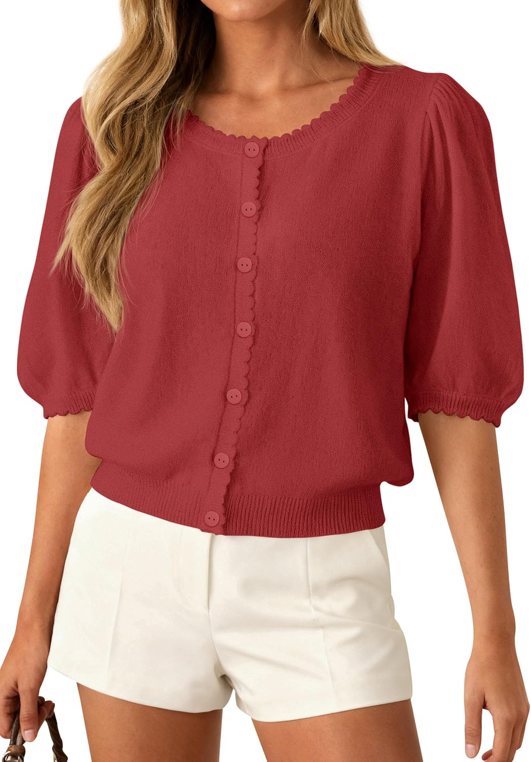 PRETTYGARDEN Women Short Sleeve Lightweight Knit Cardigans