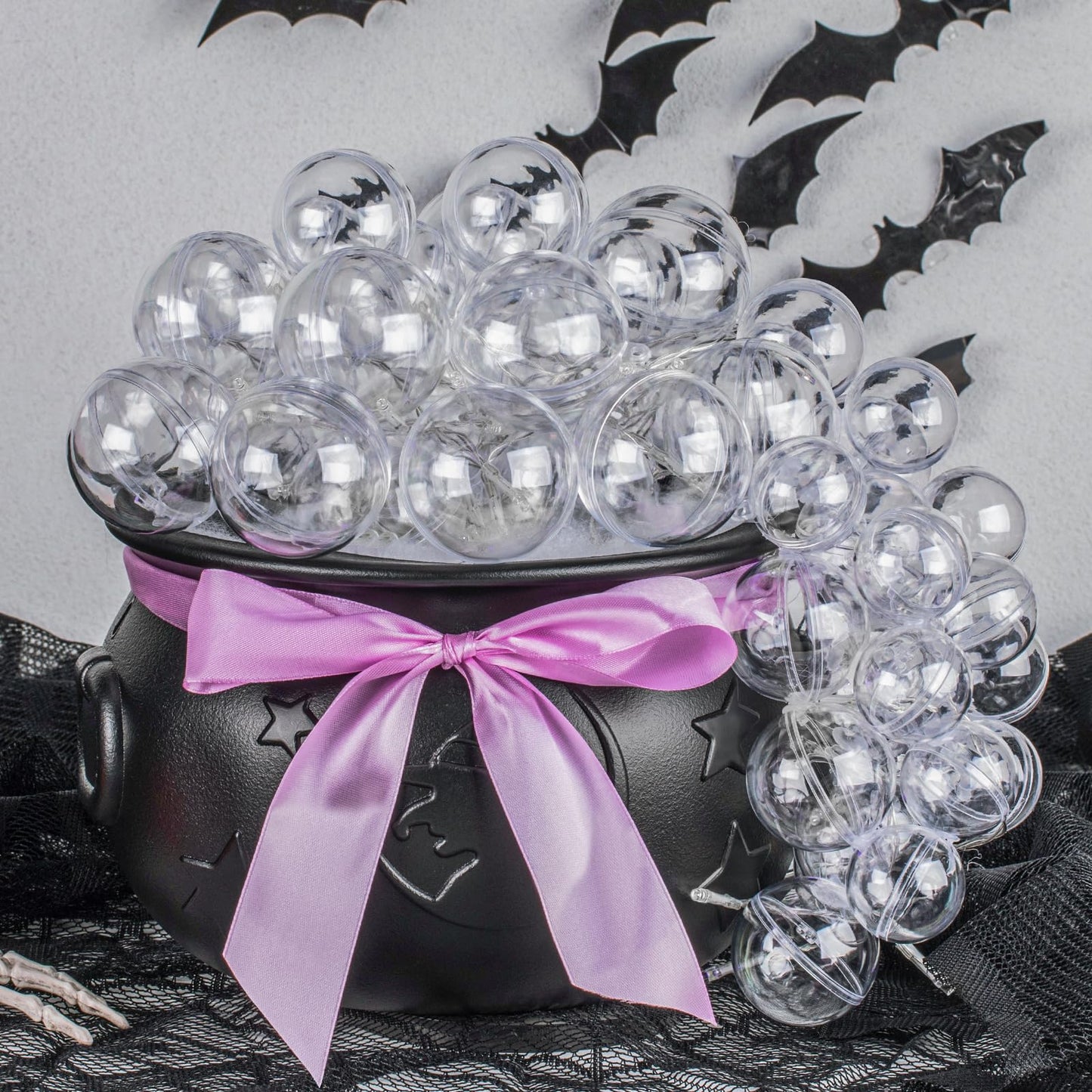 AYGXU Halloween Decorations Indoor,Black Witches Cauldron,Halloween Party Decorations,Plastic Cauldron Pot,Bubble Witch Cauldron DIY Set for Kitchen Table Decor