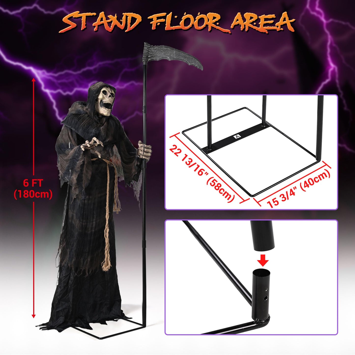 AW 9Ft Animatronics Flying Witch Hovering Broom Animated AC 100V-240V Halloween Outdoor Decoration Motion Activated 2026