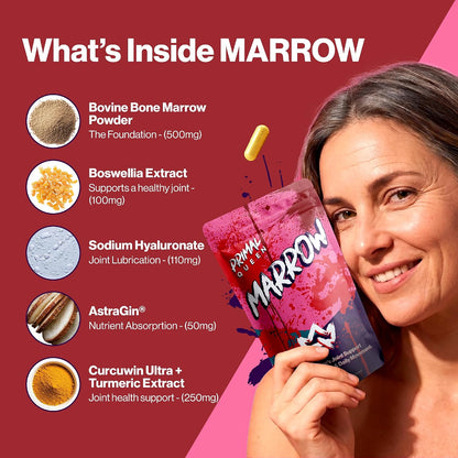 Primal Queen Marrow – Bone Marrow Joint Support for Women | 46x Bioavailable Curcuwin® Turmeric, Hyaluronic Acid, Boswellia | Joint Flex Support, 46x More Absorption