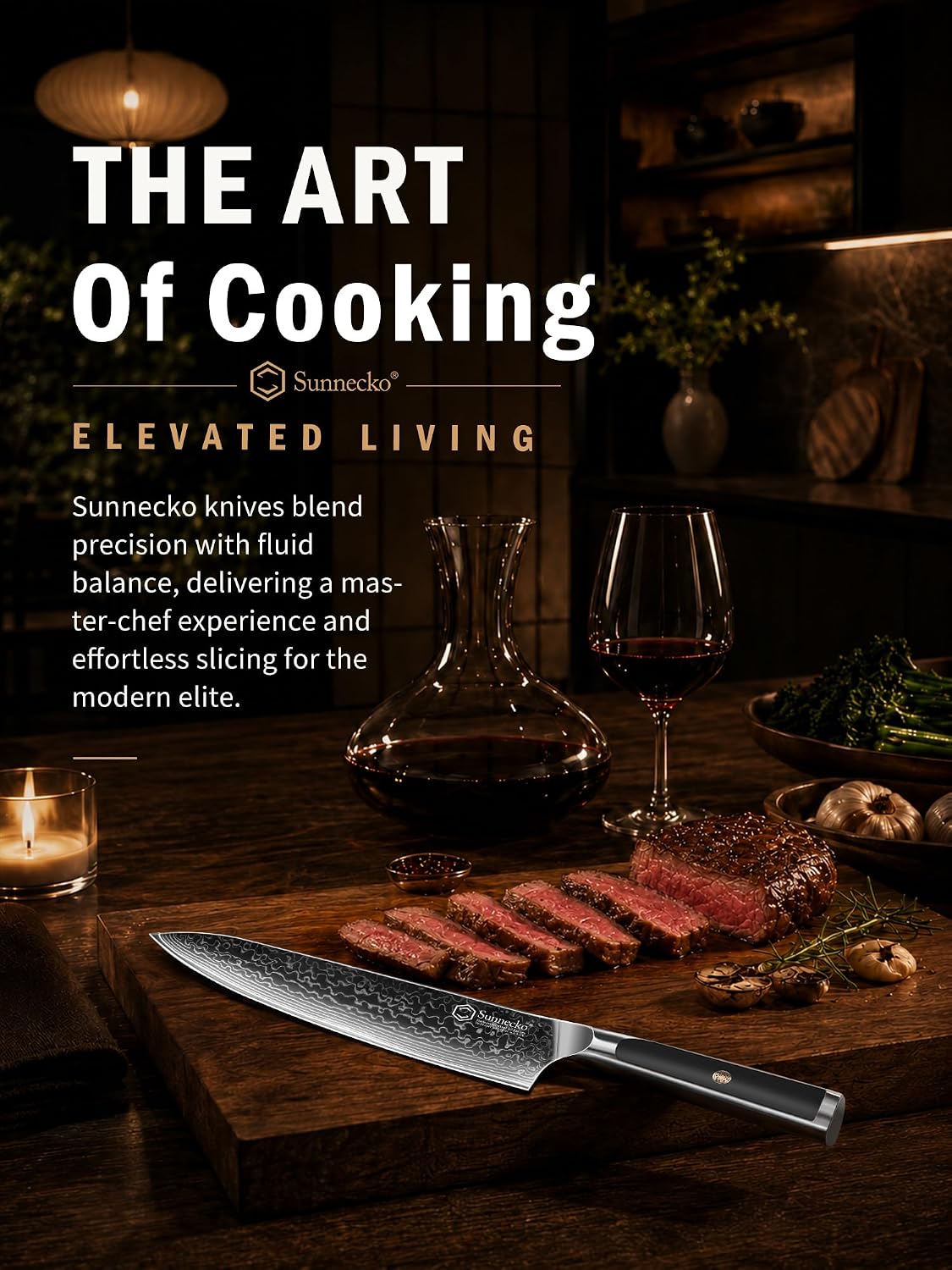 Sunnecko 8 Inch Japanese Damascus Chef Knife - Ultra Sharp VG10 Steel | 10-12 Degree Edge 67 Layers Kitchen Cooking Knives for Meat, Vegetable Fruit, Full Tang, Camping BBQ Gifts for Men