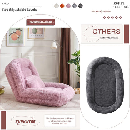 Upholstered Convertible Lounge Chair with 2 Soft Pillows
