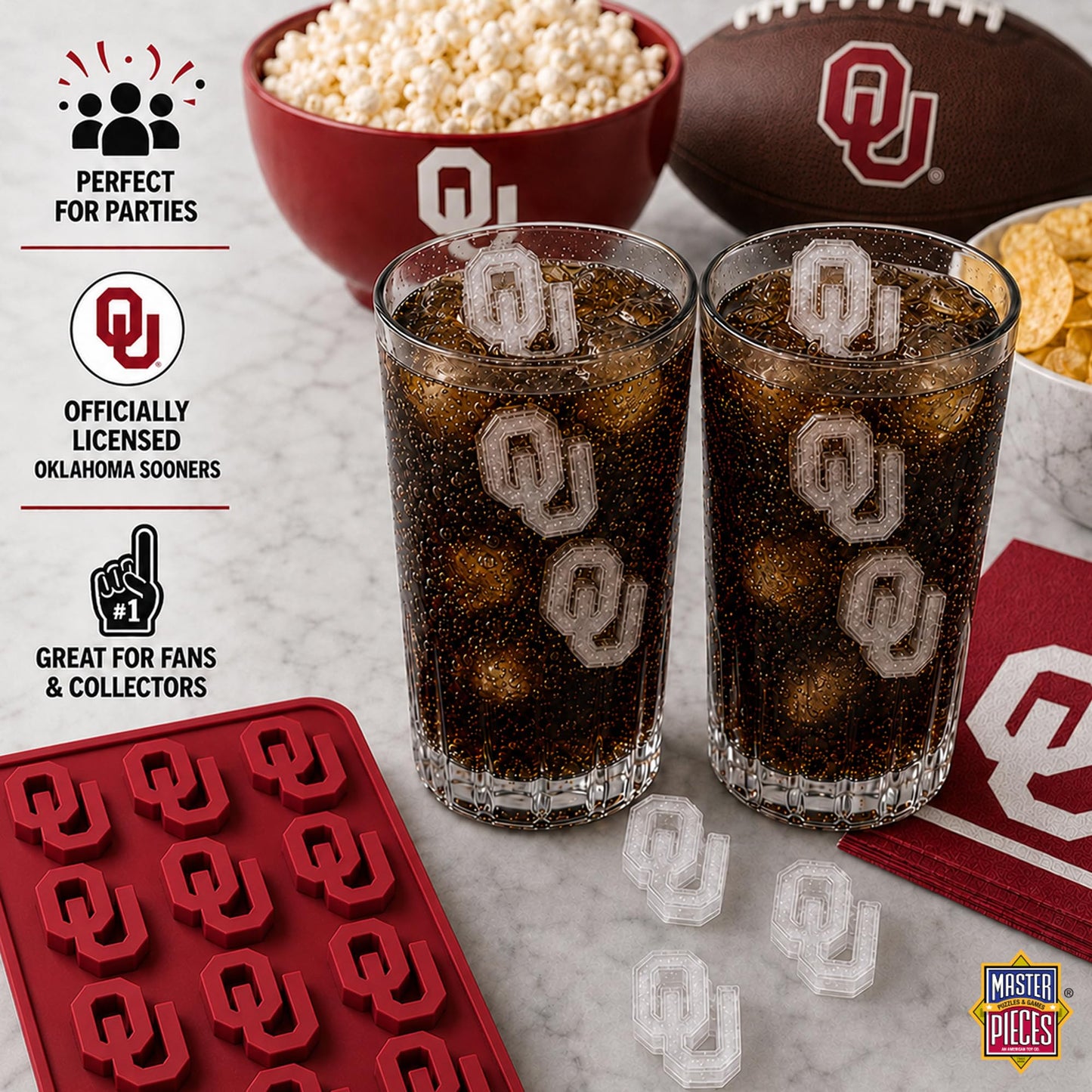 Masterpieces Fanpans Ncaa Alabama Crimson Tide Silicone Ice Cube Tray Set - Fun Alabama Merchandise, Dishwasher Safe