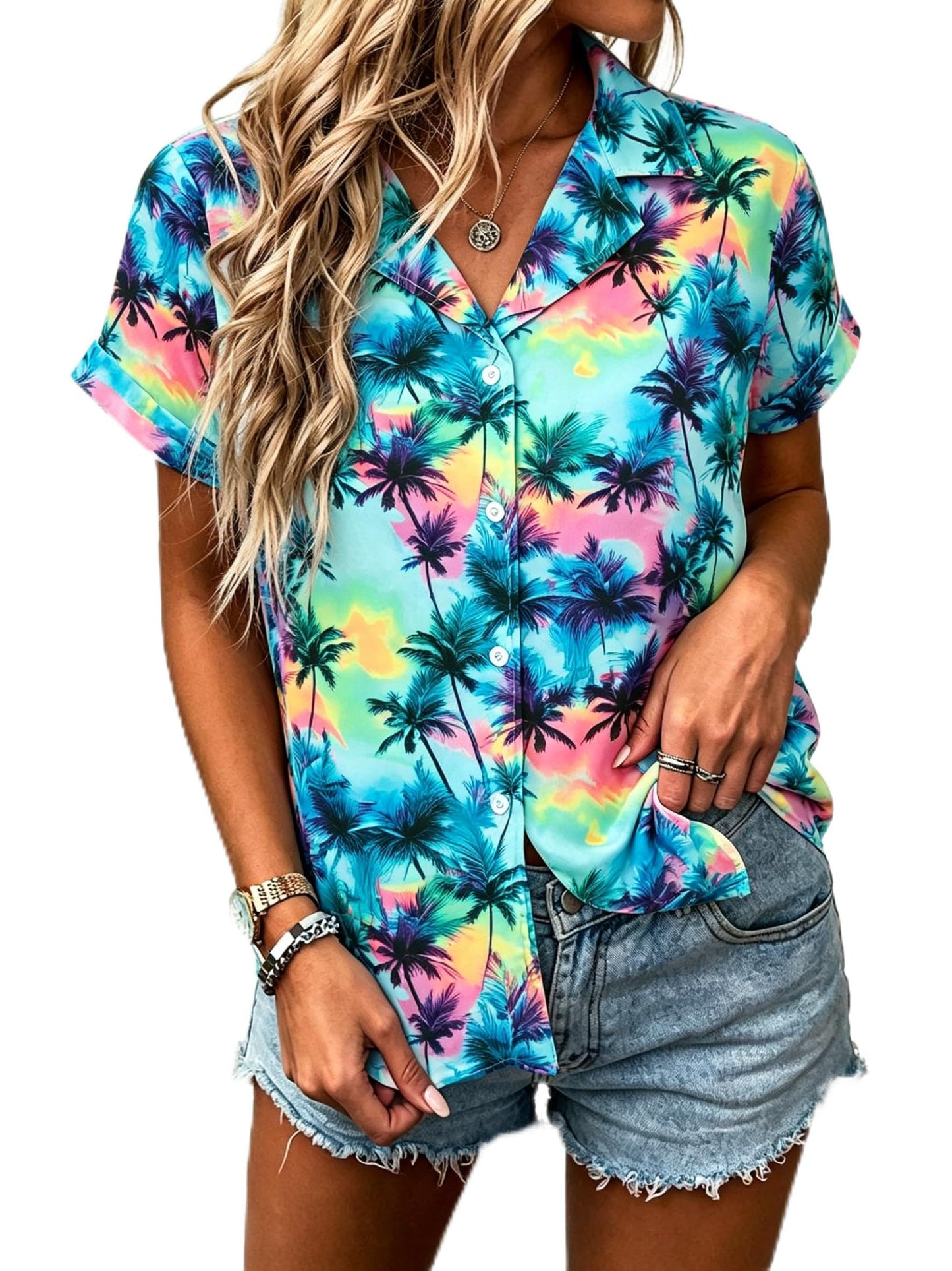 UNIQUEONE Womens Hawaiian Shirt