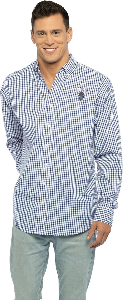 Vantage Men's Collegiate Easy-Care Long Sleeve Gingham Check Button Down Shirt