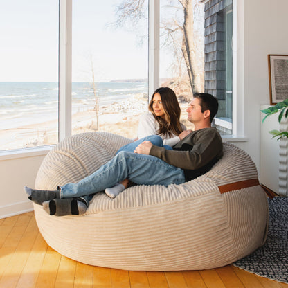 Big Joe Fuf 7Ft Giant Foam Bean Bag Chair, Oversized Couch with Removable Cover for Kids, Teens, Adults, Fog Lenox, Durable Woven Polyester, 7 Foot