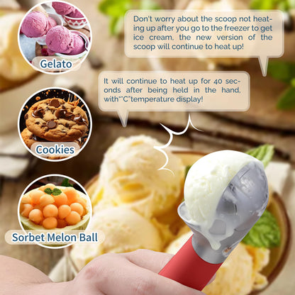 Heated Ice Cream Scoop Rechargeable, Electric Warming Ice Cream Scooper with LED Display, Heats to 158°F for Hard Ice Cream, Easy for Seniors & Kids, IP67 Waterproof (White, 2 oz)