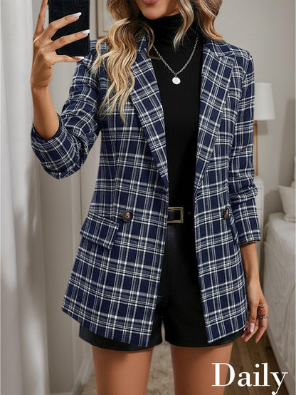 2026 Women's Fall Plaid Blazer Jacket