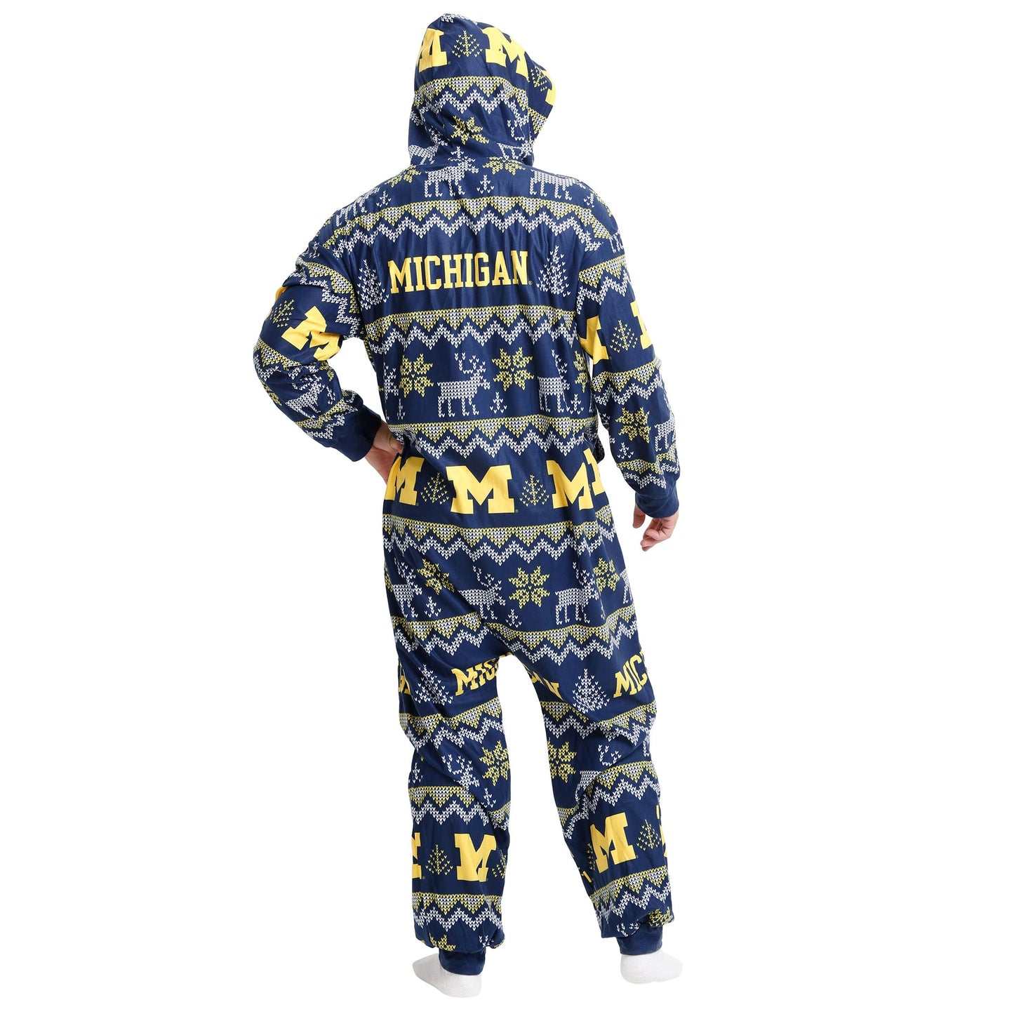 FOCO Unisex NCAA College Team Ugly Pattern Matching Holiday Pajamas One Piece Onesie