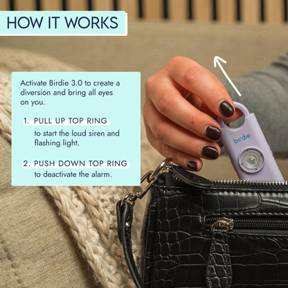 She’s Birdie 3.0 New Version – The Original Personal Safety Alarm for Women by Women–Loud Siren, Flash Light and Rechargeable Battery in a Variety of Colors (Aqua Blue)