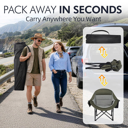 Oversized Camping Chairs for Adults - Heavy Duty Padded Outdoor Camp Chair